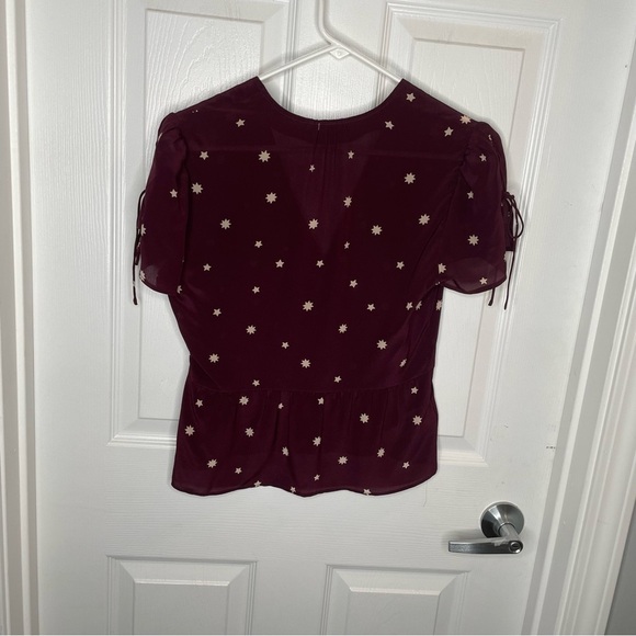 Madewell Silk Belle Top in Star Mix in Holiday Rich Plum Academia 70s Vibe 0 - Picture 5 of 13